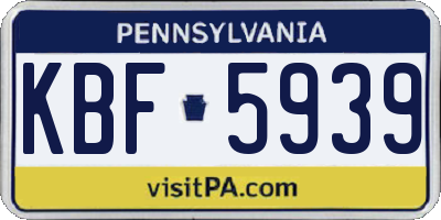 PA license plate KBF5939