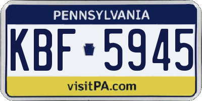 PA license plate KBF5945