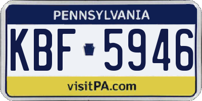 PA license plate KBF5946