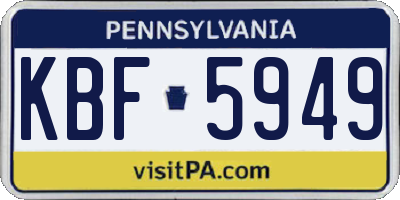 PA license plate KBF5949