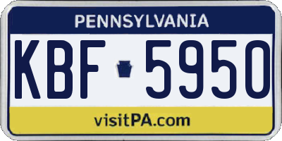 PA license plate KBF5950