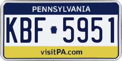 PA license plate KBF5951