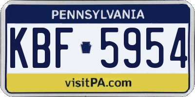 PA license plate KBF5954