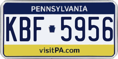 PA license plate KBF5956