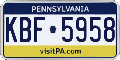 PA license plate KBF5958