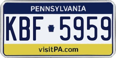 PA license plate KBF5959
