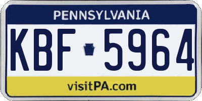 PA license plate KBF5964