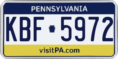 PA license plate KBF5972