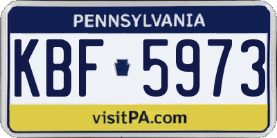 PA license plate KBF5973