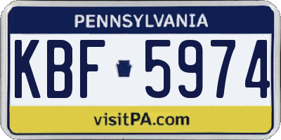 PA license plate KBF5974