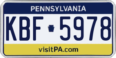 PA license plate KBF5978