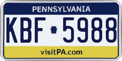 PA license plate KBF5988