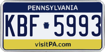 PA license plate KBF5993