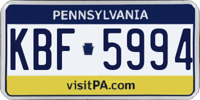 PA license plate KBF5994