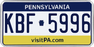 PA license plate KBF5996