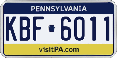 PA license plate KBF6011