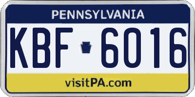 PA license plate KBF6016