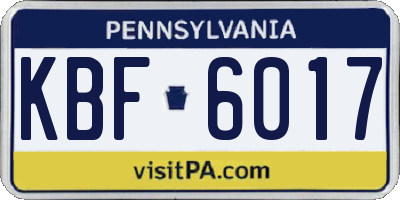 PA license plate KBF6017