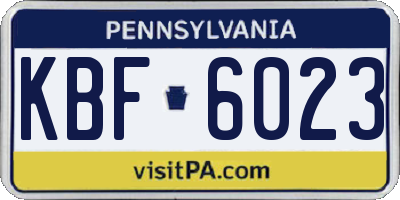 PA license plate KBF6023