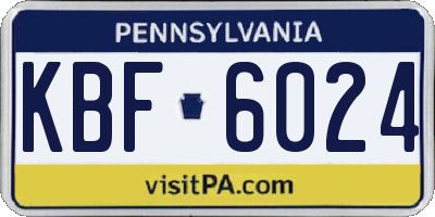 PA license plate KBF6024