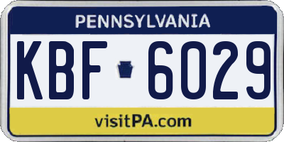 PA license plate KBF6029