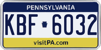 PA license plate KBF6032