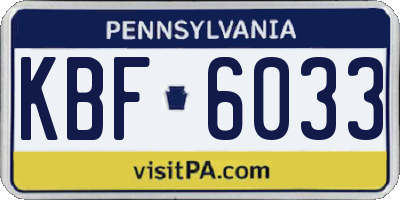 PA license plate KBF6033