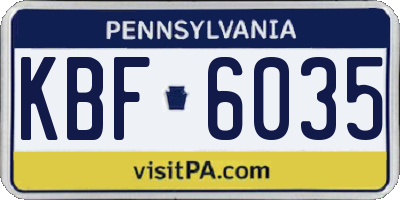 PA license plate KBF6035