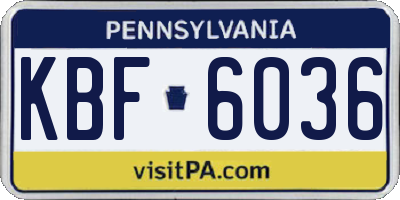 PA license plate KBF6036