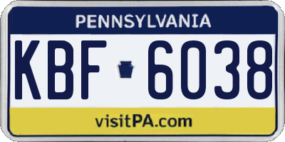 PA license plate KBF6038