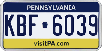 PA license plate KBF6039
