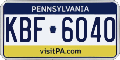 PA license plate KBF6040