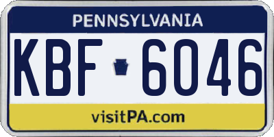 PA license plate KBF6046