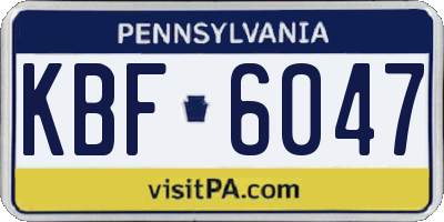 PA license plate KBF6047