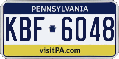PA license plate KBF6048
