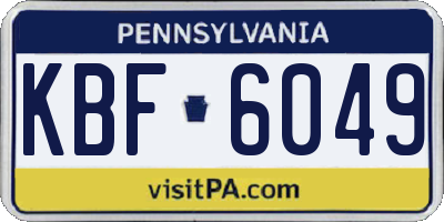 PA license plate KBF6049