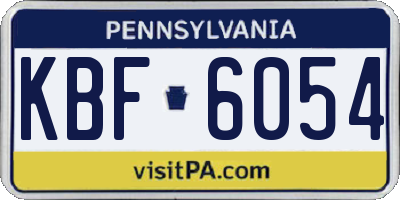 PA license plate KBF6054