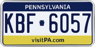 PA license plate KBF6057