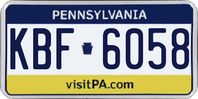 PA license plate KBF6058