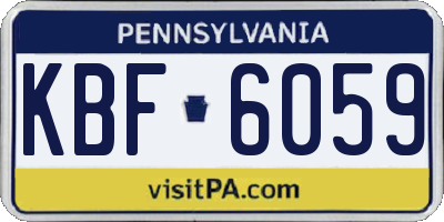 PA license plate KBF6059