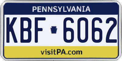 PA license plate KBF6062