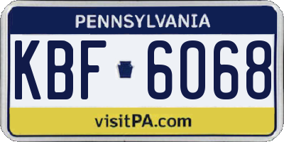 PA license plate KBF6068