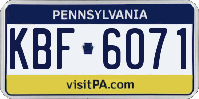 PA license plate KBF6071