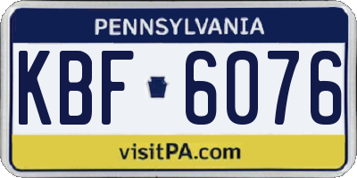 PA license plate KBF6076