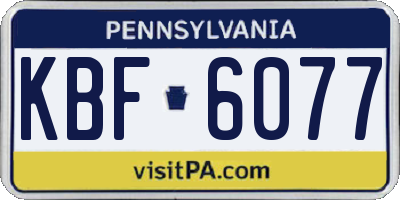 PA license plate KBF6077