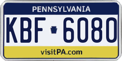PA license plate KBF6080