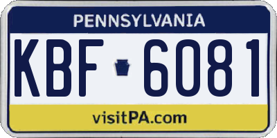PA license plate KBF6081