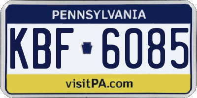 PA license plate KBF6085