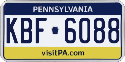 PA license plate KBF6088