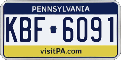 PA license plate KBF6091